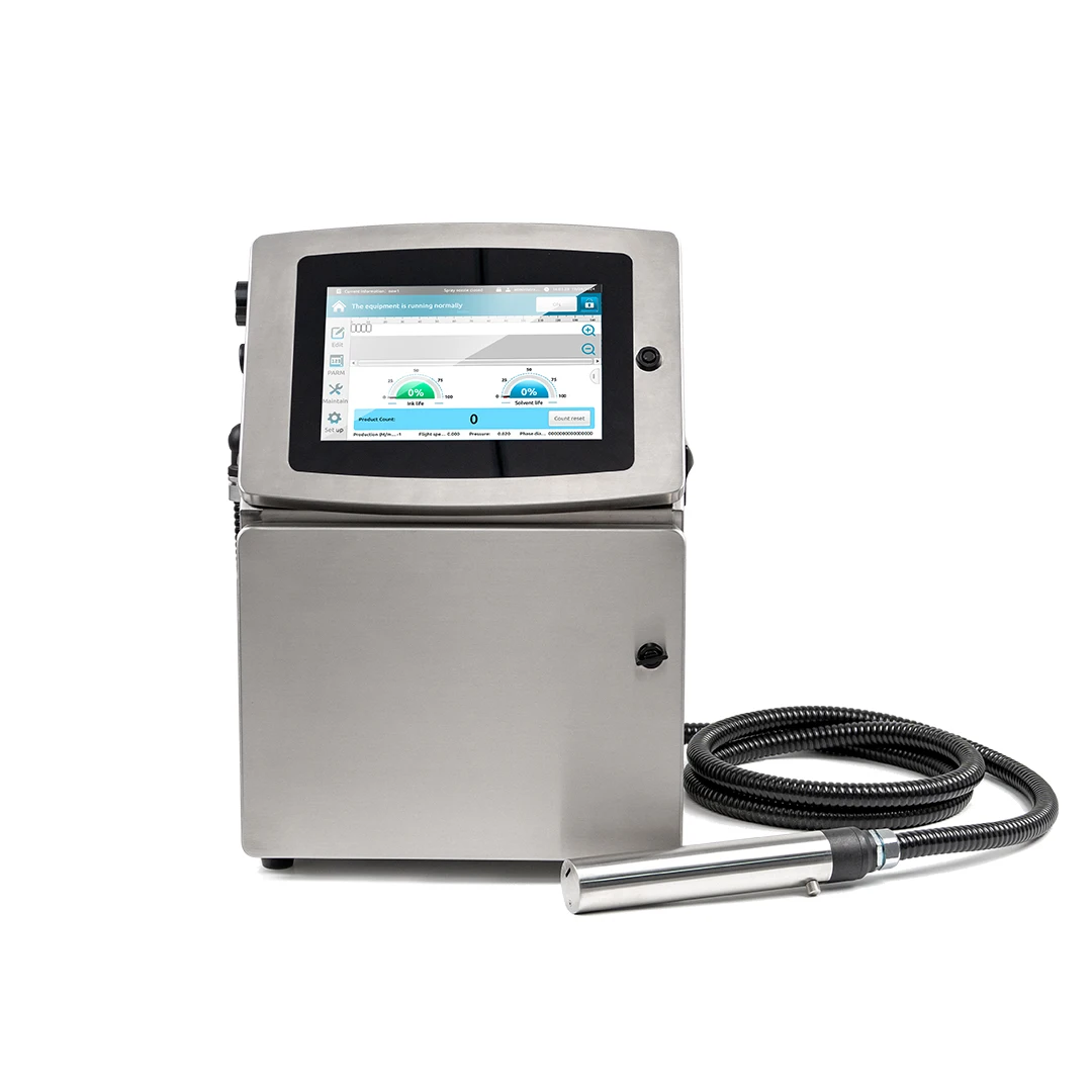 V2000 Automatic Industrial Logo Date Inkjet Printer CIJ Continuous Dot Matrix Coding Machine with New Cable
