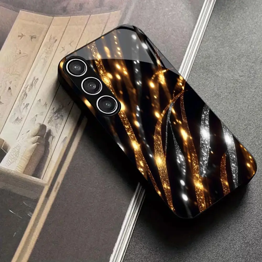 Gold and silver patterns PhoneCase Glass PhoneCase for Samsung Galaxy S26 S25 S24 S23 S22 S21 FE,Ultra,Plus scratch proof Smooth