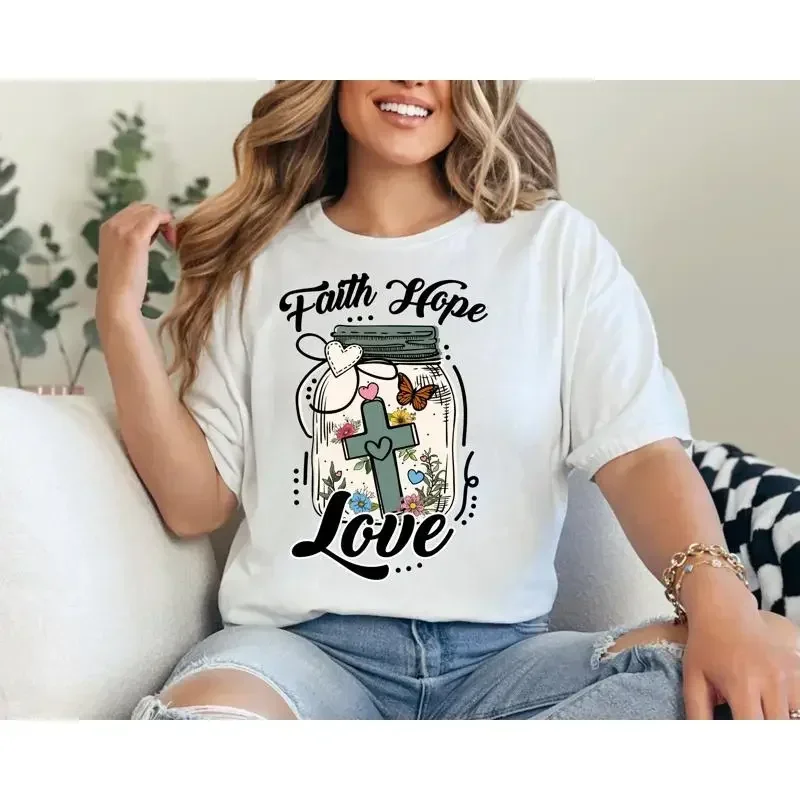 Faith Hope Love Christliches T-Shirt für Frauen, Religiös, für spirituelle Zwecke
