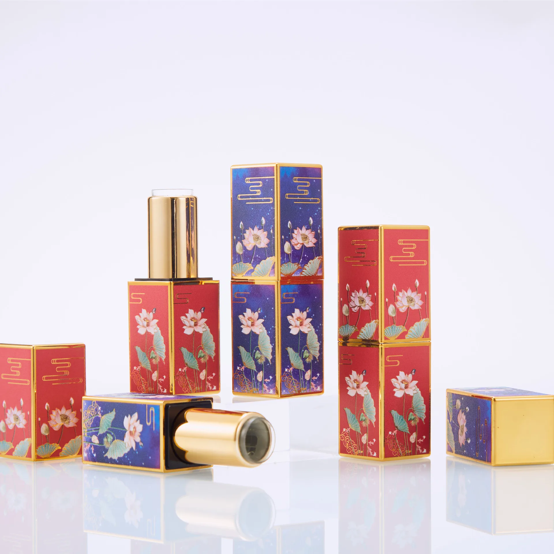 10pcs Diy Lipstick Tube Van Gogh Oil Painting Series Gilt-edged Tube Empty Tube Lipstick Mouth Red Envelope Shell Empty Tubes