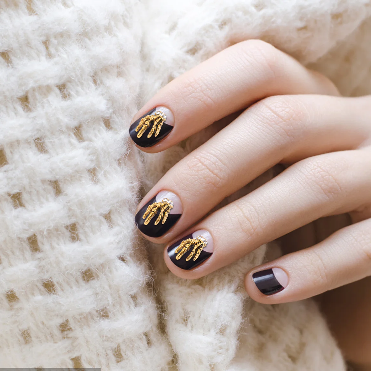 

10 Pcs Nail Art Accessories Silver Skull Hand Decoration DIY Manicure Accessory