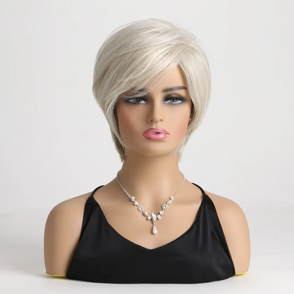 Short Light Blonde Pixie Cut Wigs for Women Layered Synthetic Wig for Daily Party Cosplay Use