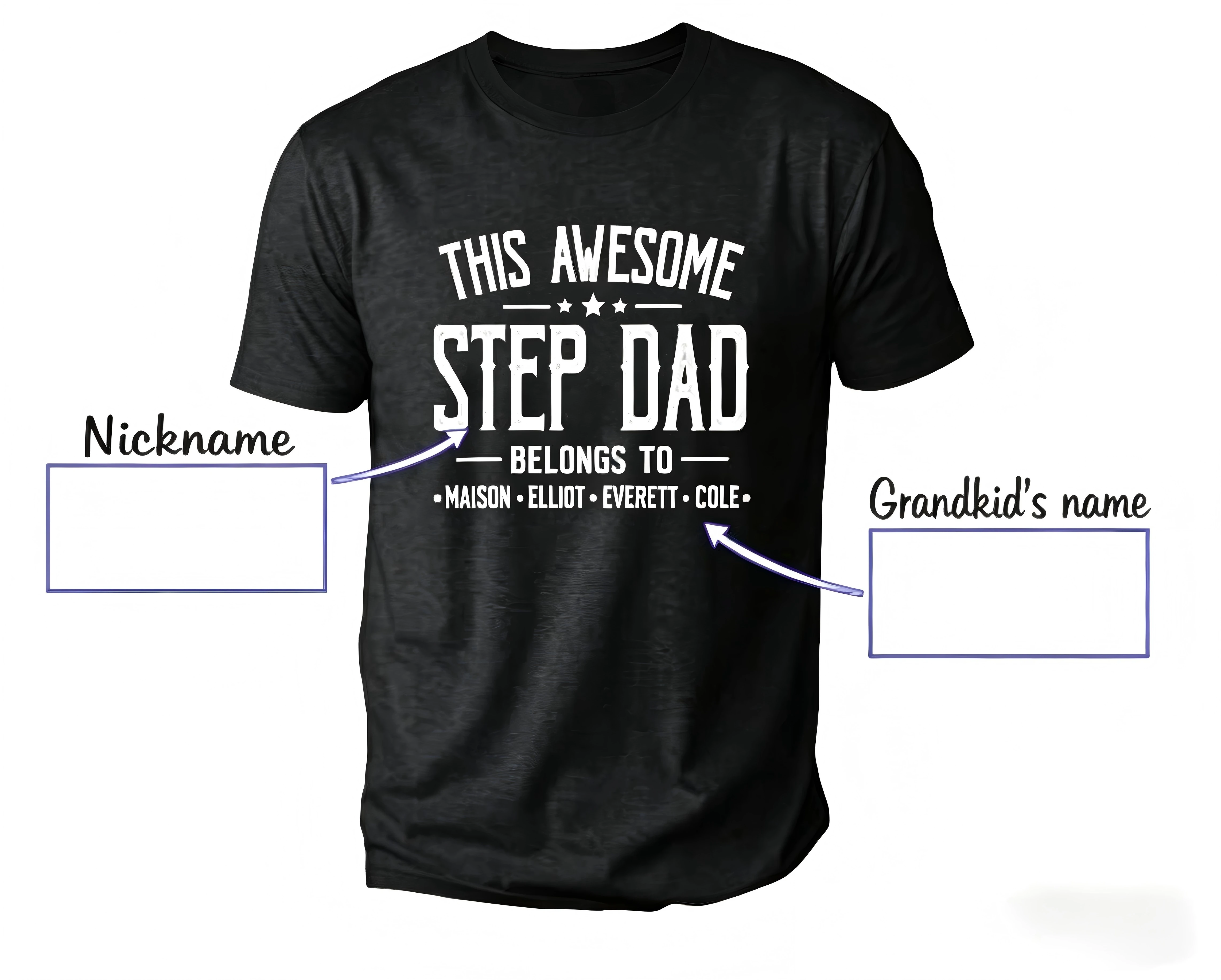 Personalized Grandpa Dad Shirt, Custom Grandpa Grandkids Name Shirt, Birthday Christmas Fathers Day Dad Grandpa Gift