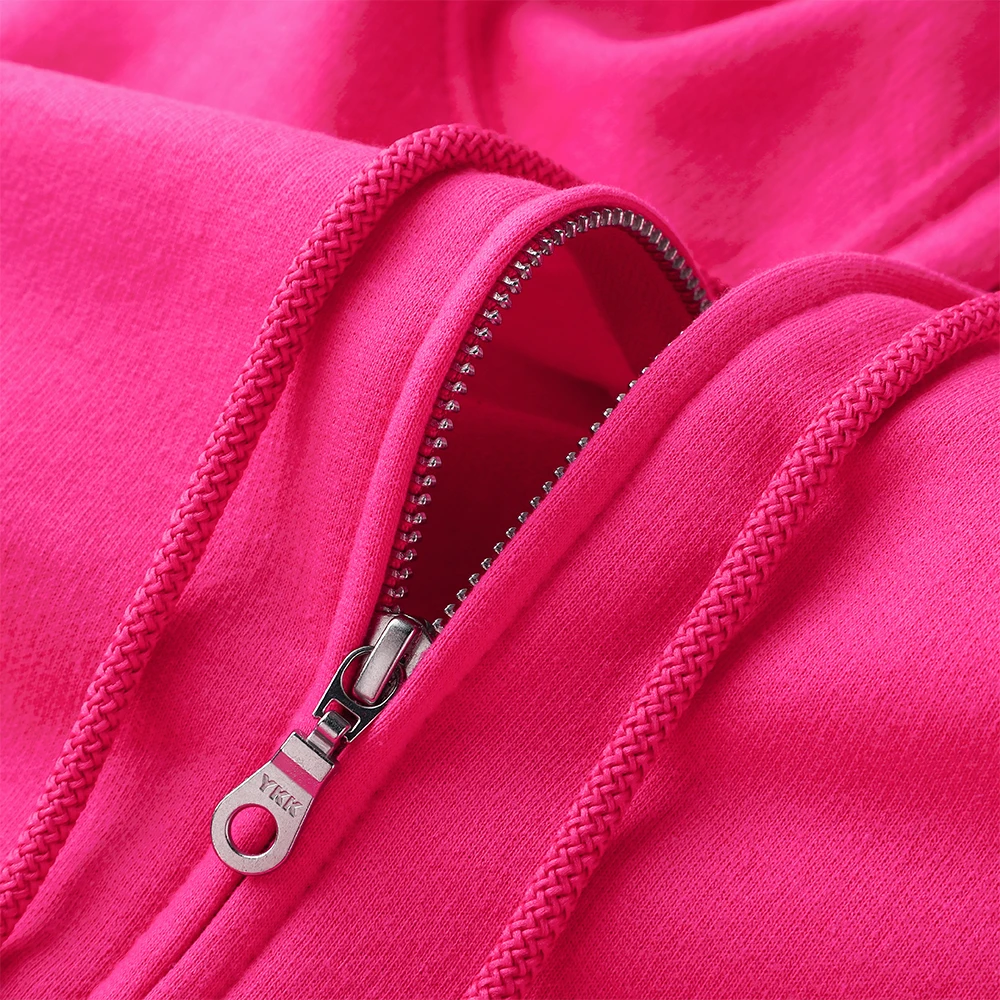 white-pink-fleece-lined-zipper-hoodie-women's-heavyweight-sweatshirt-floral-print-dragon-fruit-color-casual-streetwear