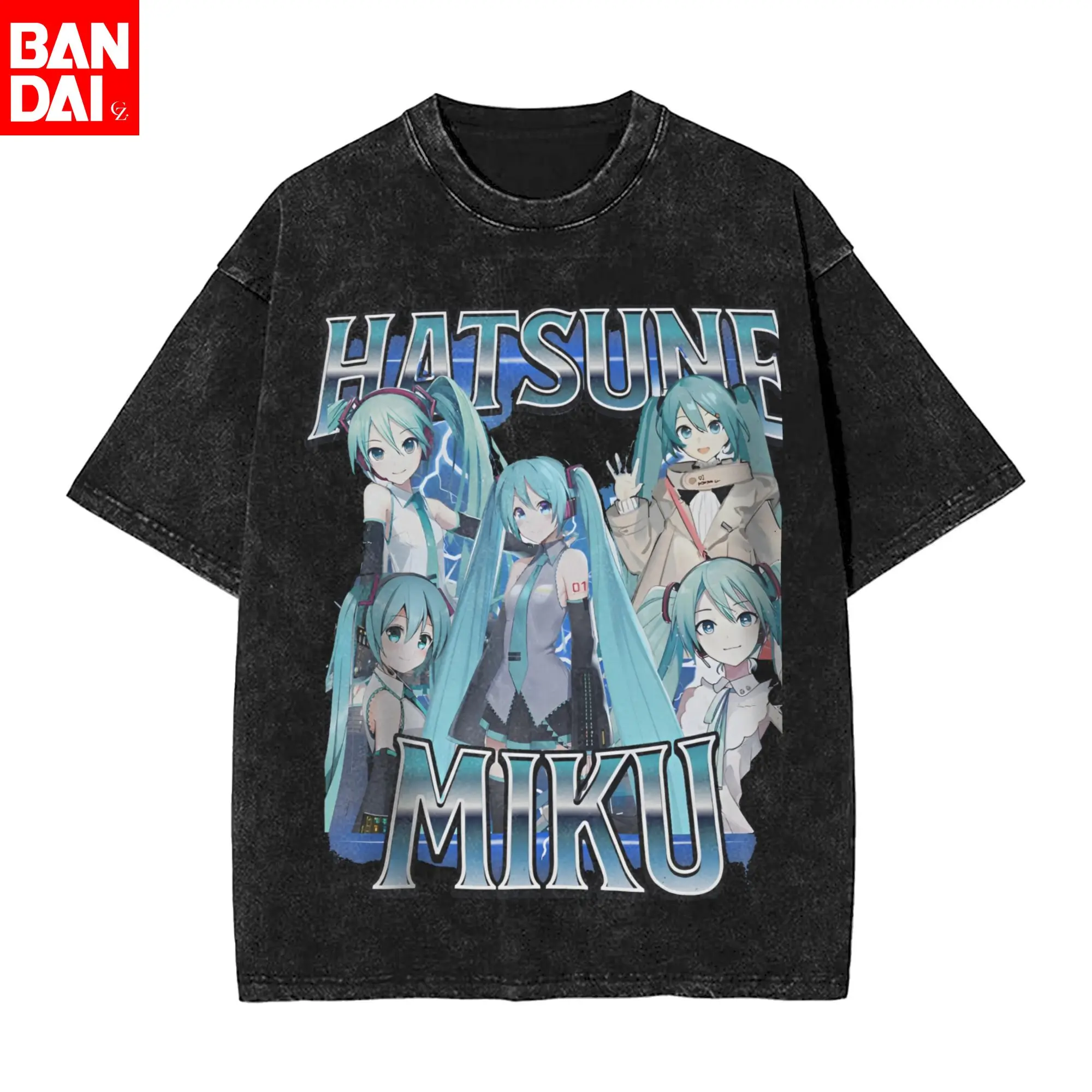 

Summer 2026 Japanese Anime Hatsune Miku Vintage Washed T Shirt Men Women Oversized Streetwear Graphic Tees Casual Cotton Tops