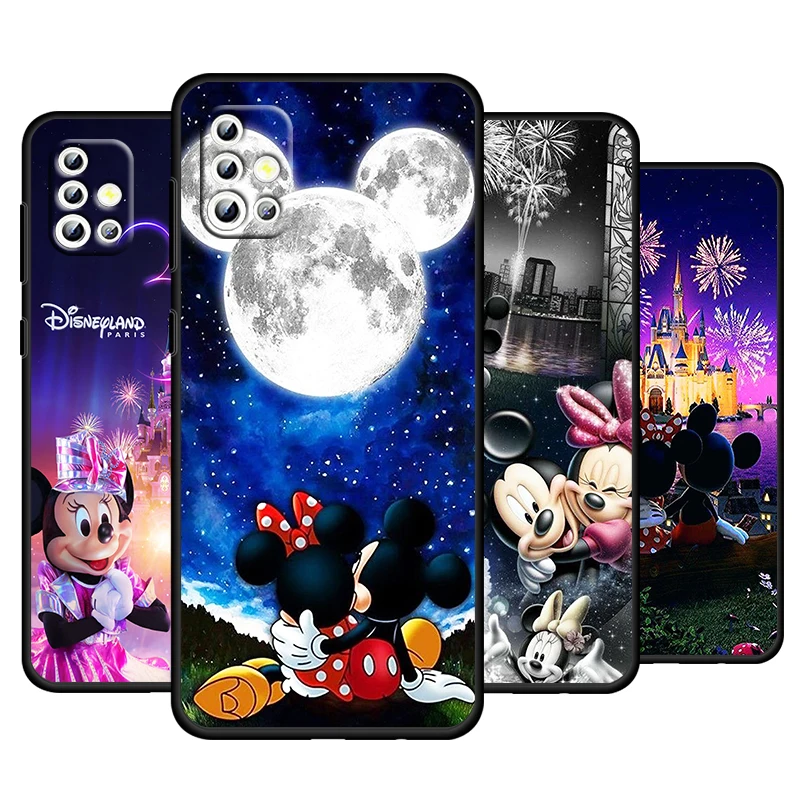 Fireworks Minnie Mickey For Samsung Galaxy A73 A54 A52S A72 A71 A52 A51 A22 A32 A21S 4G 5G Silicone Soft Black Phone Case