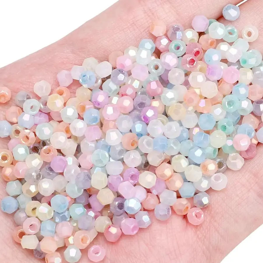750pcs 4mm High-Quality Sparkling Glass Crystal Rice Beads Loose Spacing Bead Bracelet DIY Jewelry Making Accessories