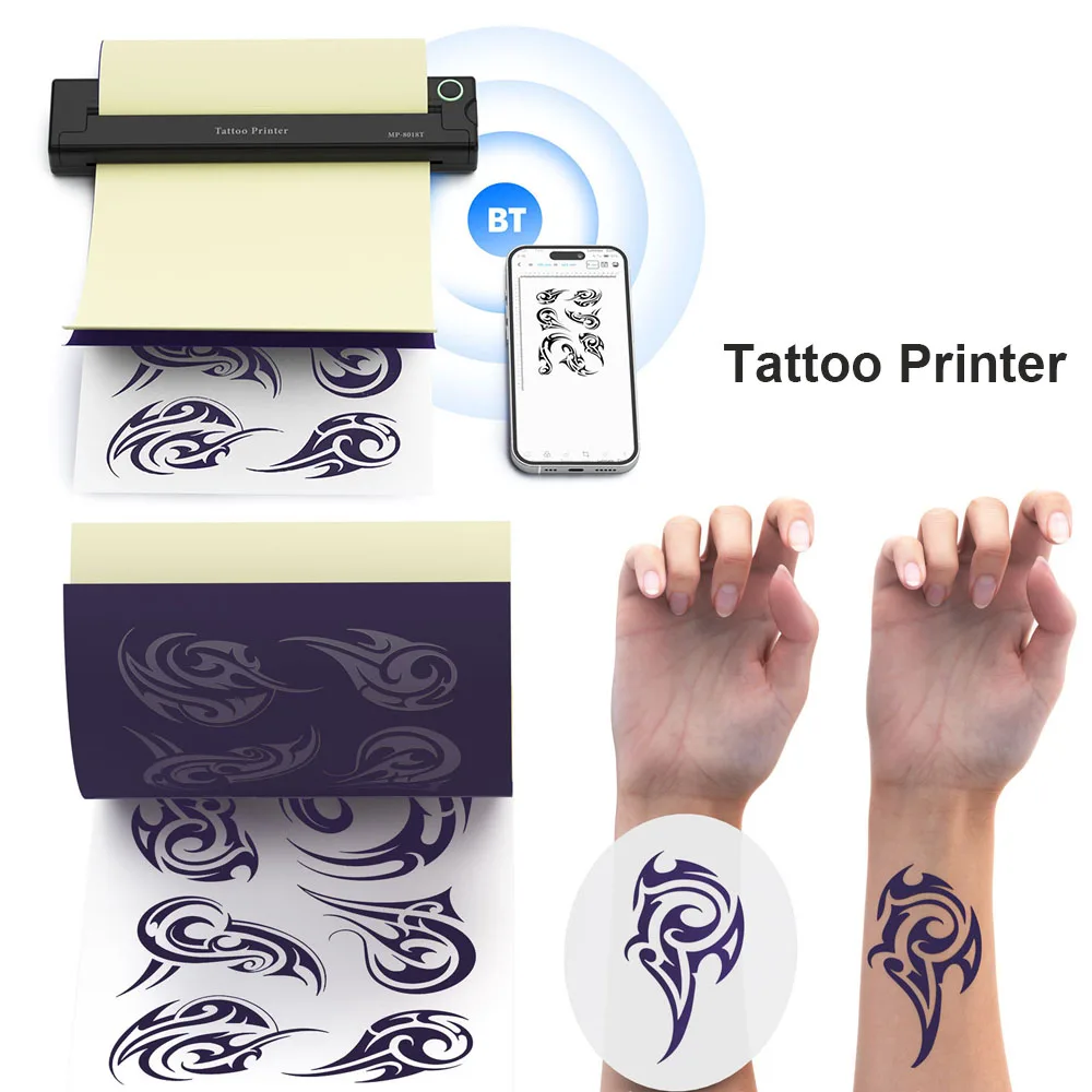 Wireless Tattoo Stencil Printer Tattoo Printer Format A4 Paper Bluetooth Connect Thermal Printe for IOS & Android