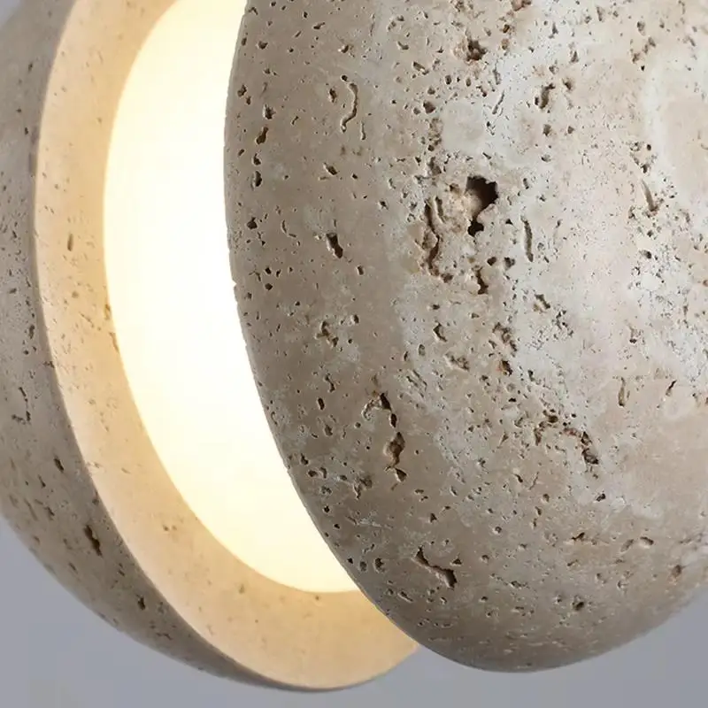 노란색 동굴석 펜던트 조명 침실 침대 옆 걸이형 라인 조명 홈스테이 레트로 와비사비 스타일 북유럽 창의적인 펜던트 램프