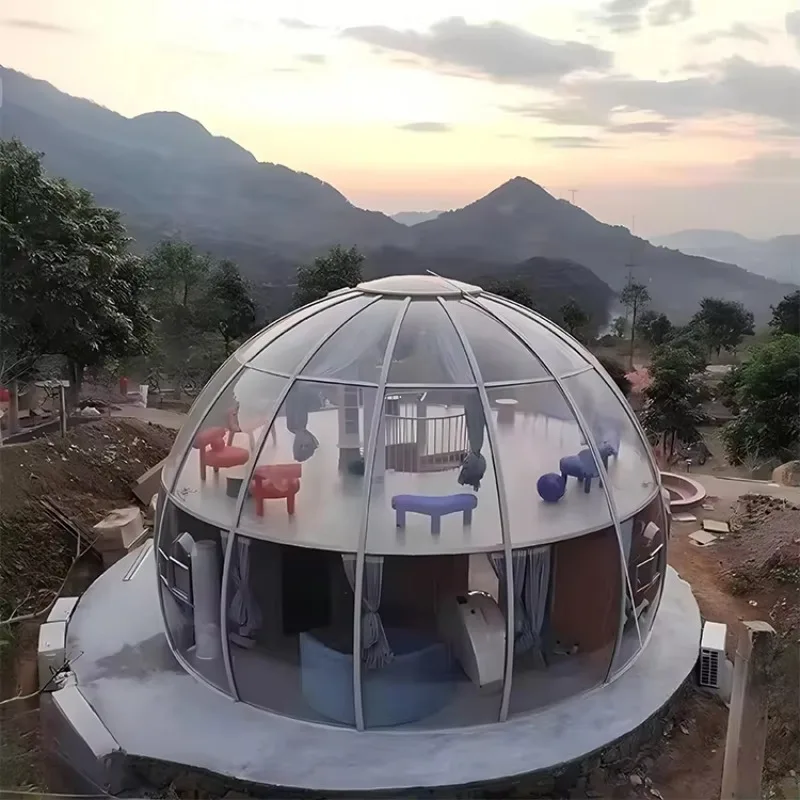 2-7M Double Layer Bubble Room Starry Sky Transparent 360 Degrees Prefabricated Polycarbonate Star Bubble House PC Dome House