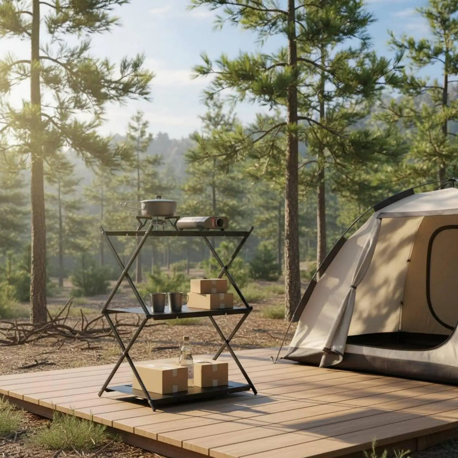 Lightweight Aluminum Alloy Camping Table Easy to Clean Multi Tier Outdoor Table