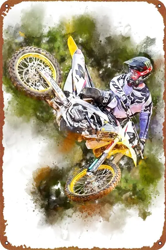 1p,RICKY CARMICHAEL Professional Tin Poster- Wall Decor for Bars, Cafes, Offices, Restaurants, Homes, Gardens, Shops, Clubs -