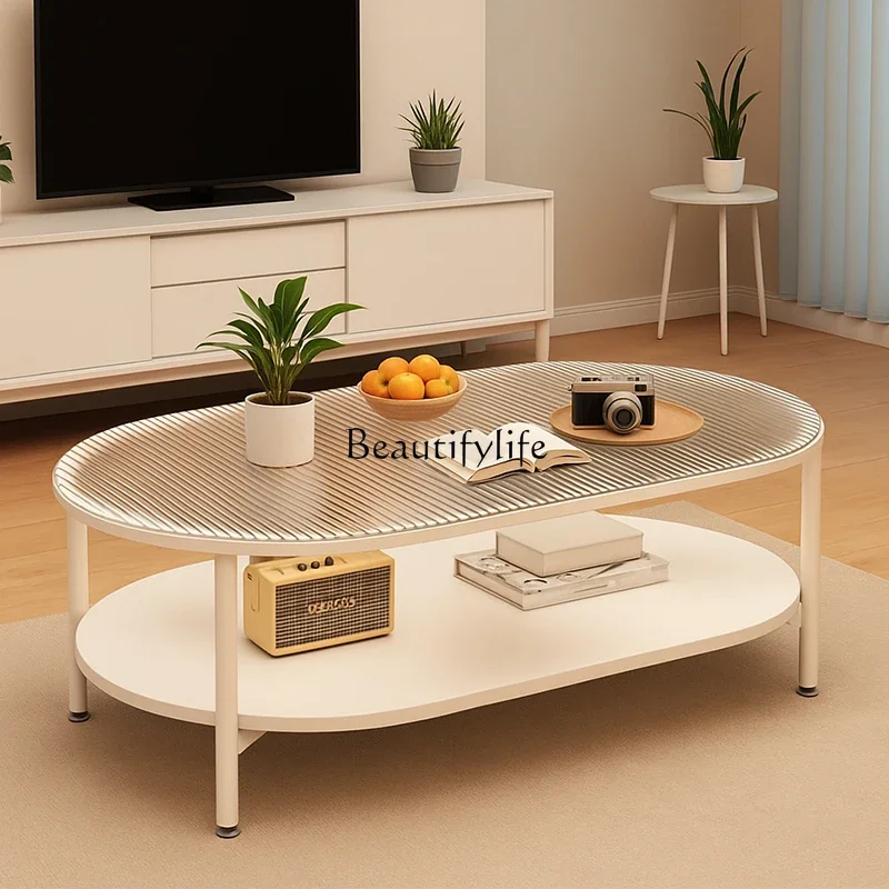 

01Living room household light luxury high-end sofa table small apartment simple double-layer tea table