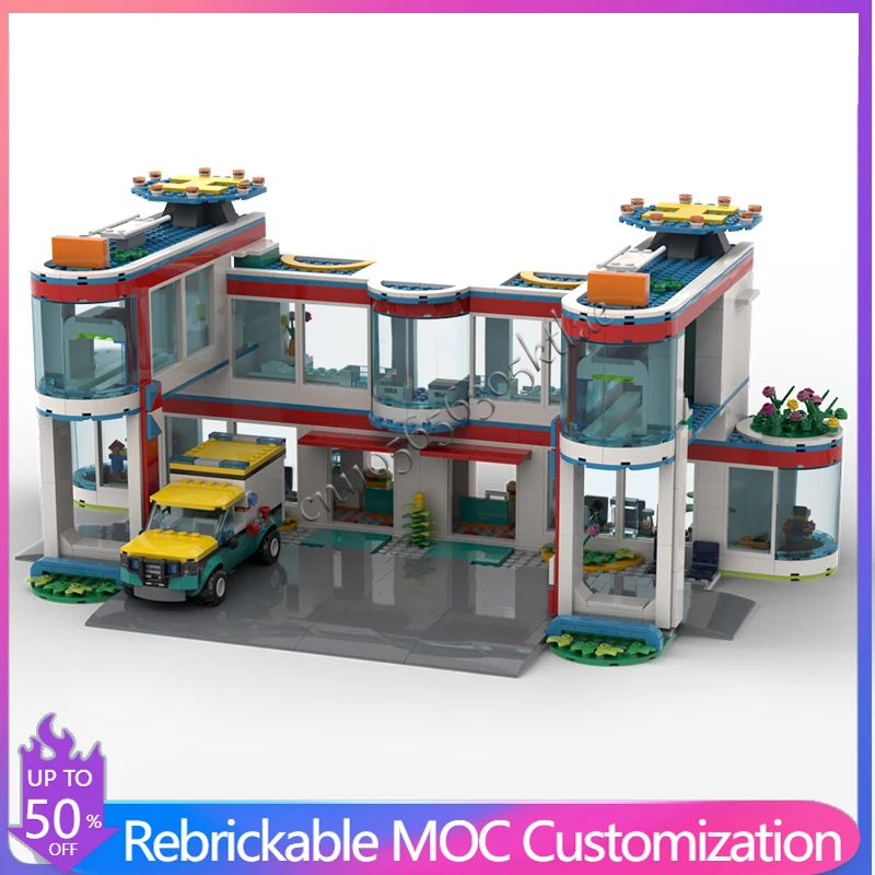1278 PCS 하우스 스트리트 병원 MOC 맞춤형 모듈식 빌딩 블록 창의적 디자인 모델 디자인 브릭 DIY 조립 장난감 선물