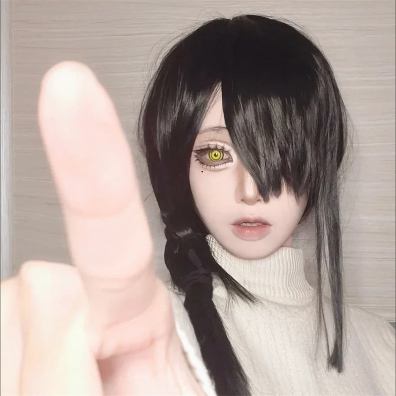 Anime Chainsaw Man Nayuta Parrucca Cosplay per adulti Capelli lunghi neri a treccia Parrucche sintetiche resistenti al calore Carnevale di Halloween Prop