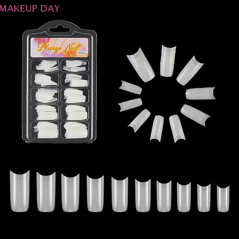 100 Stks/doos Nagel Plastic Verlengingsvormen Voor UV-Gel Snel Bouwen Valse Nageltips Volledige Omslagdruk Op Nagelmanicure Salongereedschap