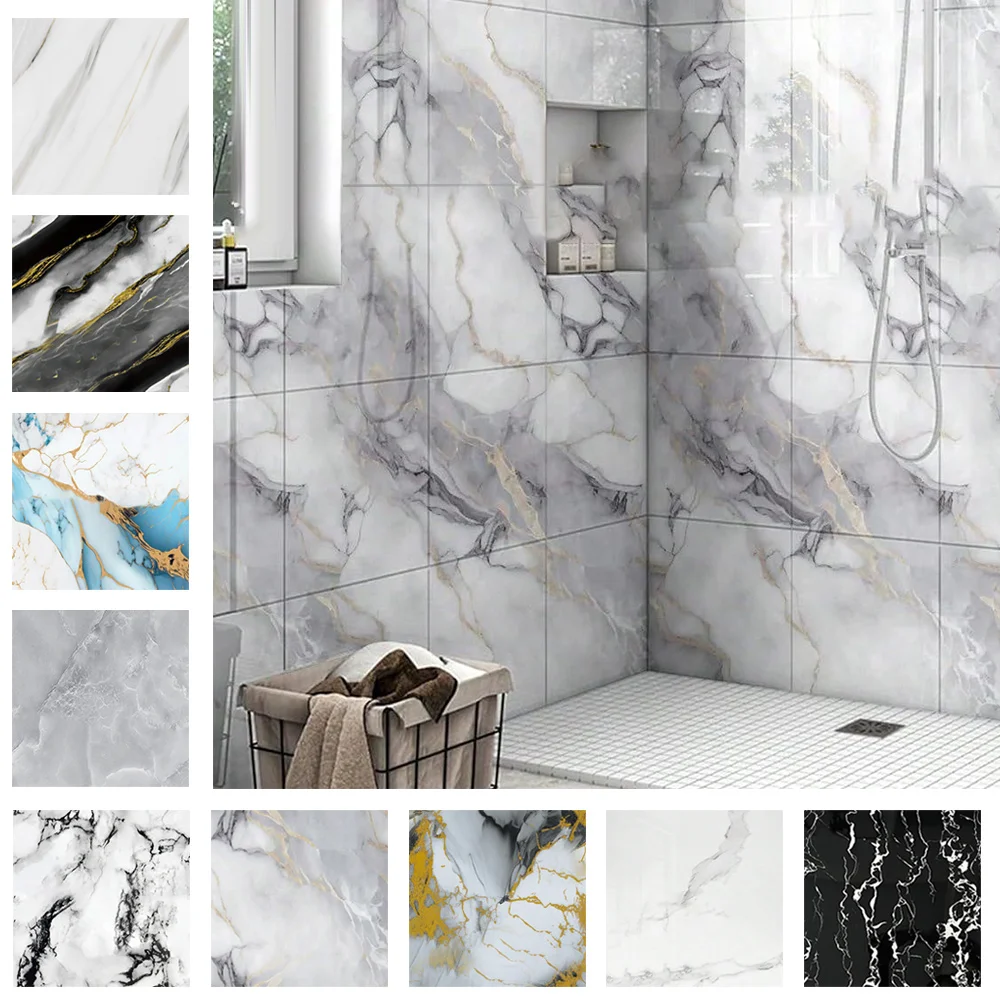 3D Self Adhesive Tiles Floor Stickers Moisture-proof Waterproof Imitation Ceramic Wall Sticker Anti-collision DIY Wall Decals