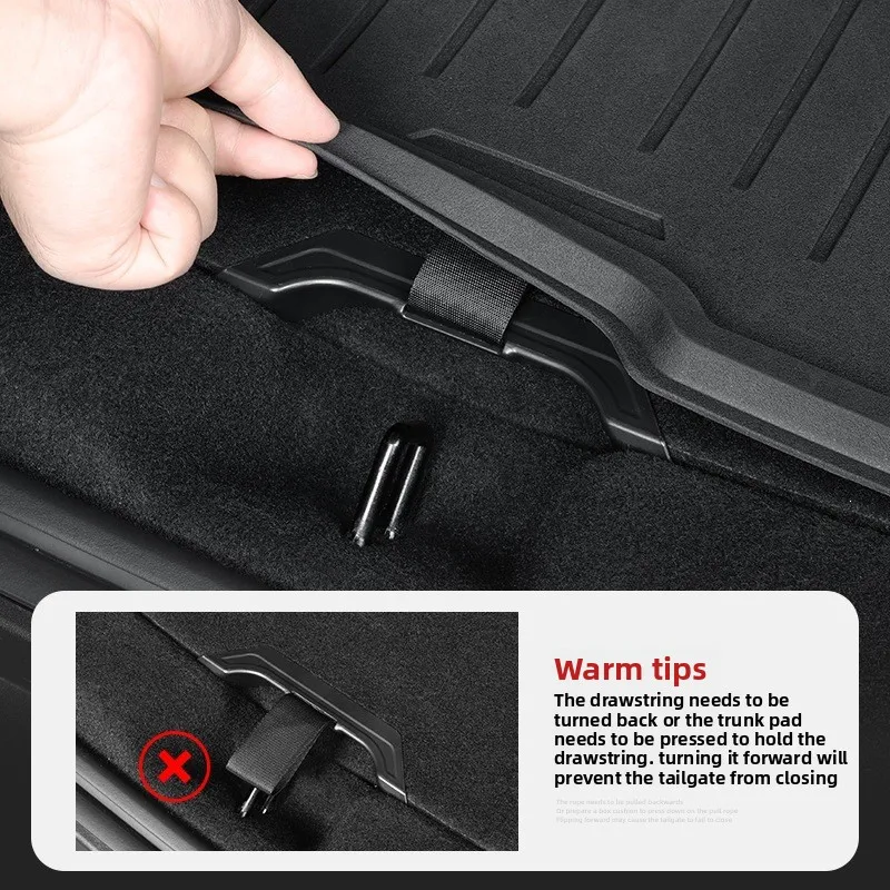 Trunk Cover Pull Handle for Tesla Model Y Juniper Lift Tab for Storage Tray Cover Panel Carpeted/PU Leather Lifting Strap Easy