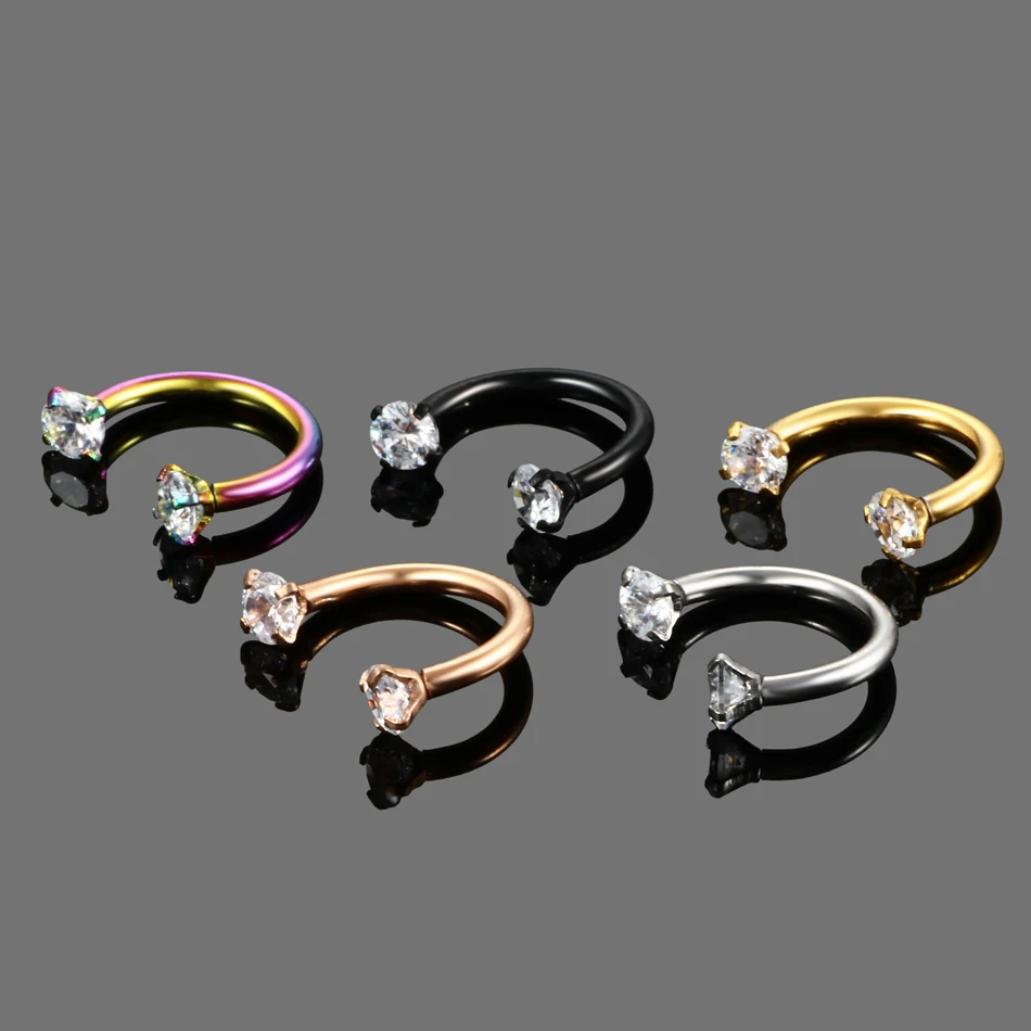 1pcs Crystal Horseshoe Piercing Stainless Steel Septum Piercing Ring Helix Daith Hoop Earring Nose Ring Body Jewelry