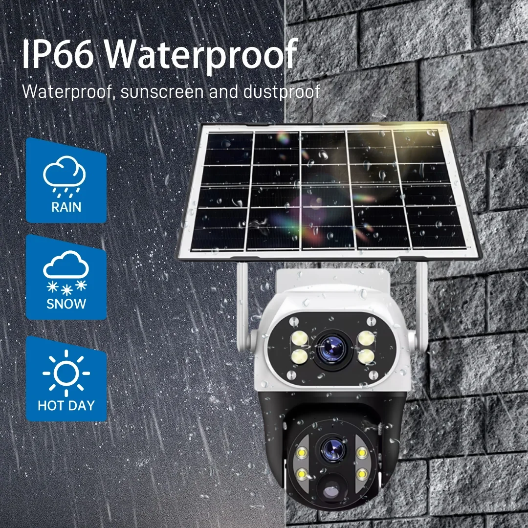 12MP HD Solar Camera Outdoor Waterproof Wifi PTZ IP Camera PIR Human Tracking Two-way audio Smart Security Monitor V380Pro APP