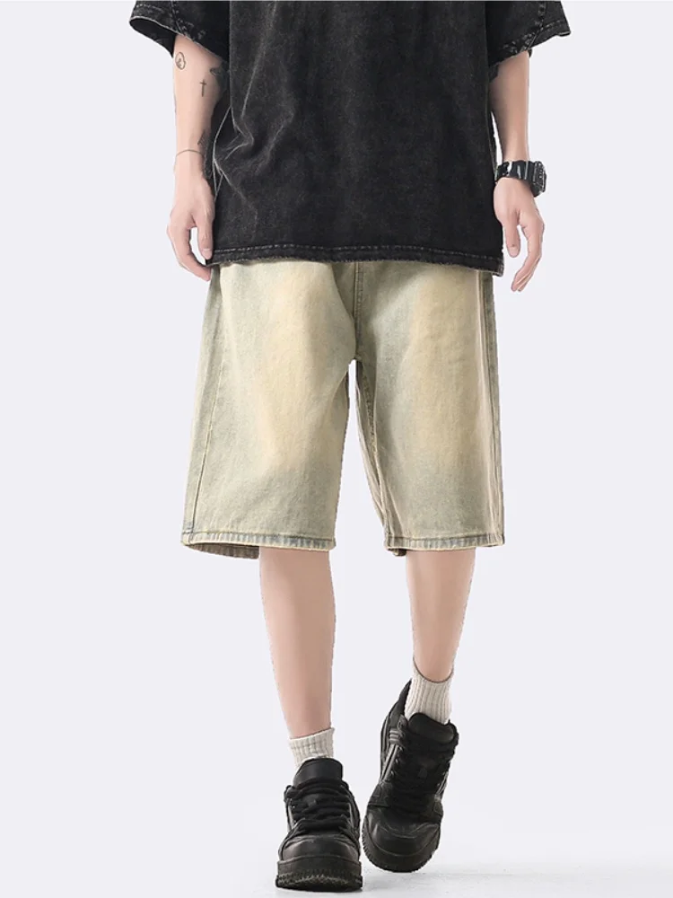 

Мужские джинсы American Sle, летние, тонкие, свободные, прямые, повседневные, в стиле High Street, модные, брюки-пятиточечки, износостойкие, из микрофибры.