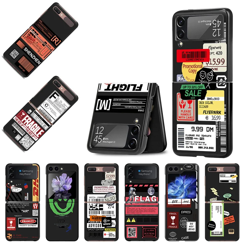 Матовый чехол для телефона Samsung Galaxy Z Flip6 5G Flip5 Flip4 Flip3 ZFlip 6 4 5 Travel d-Dhl Logistics label, жесткий черный чехол