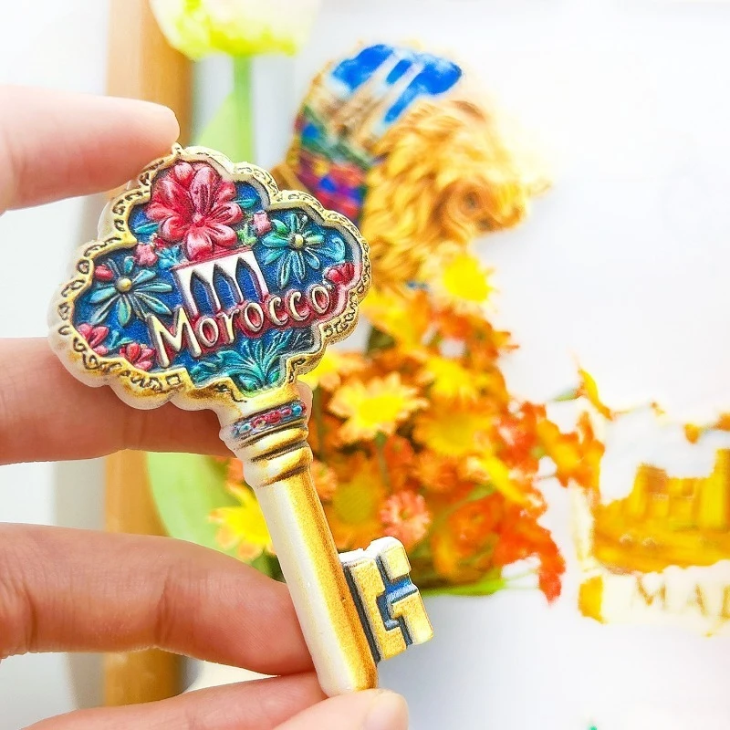 Morocco Key Fridge Magnet - Exotic 3D Ornate Design Souvenir Unique Medina Gift for Travel & Bohemian Home Decor