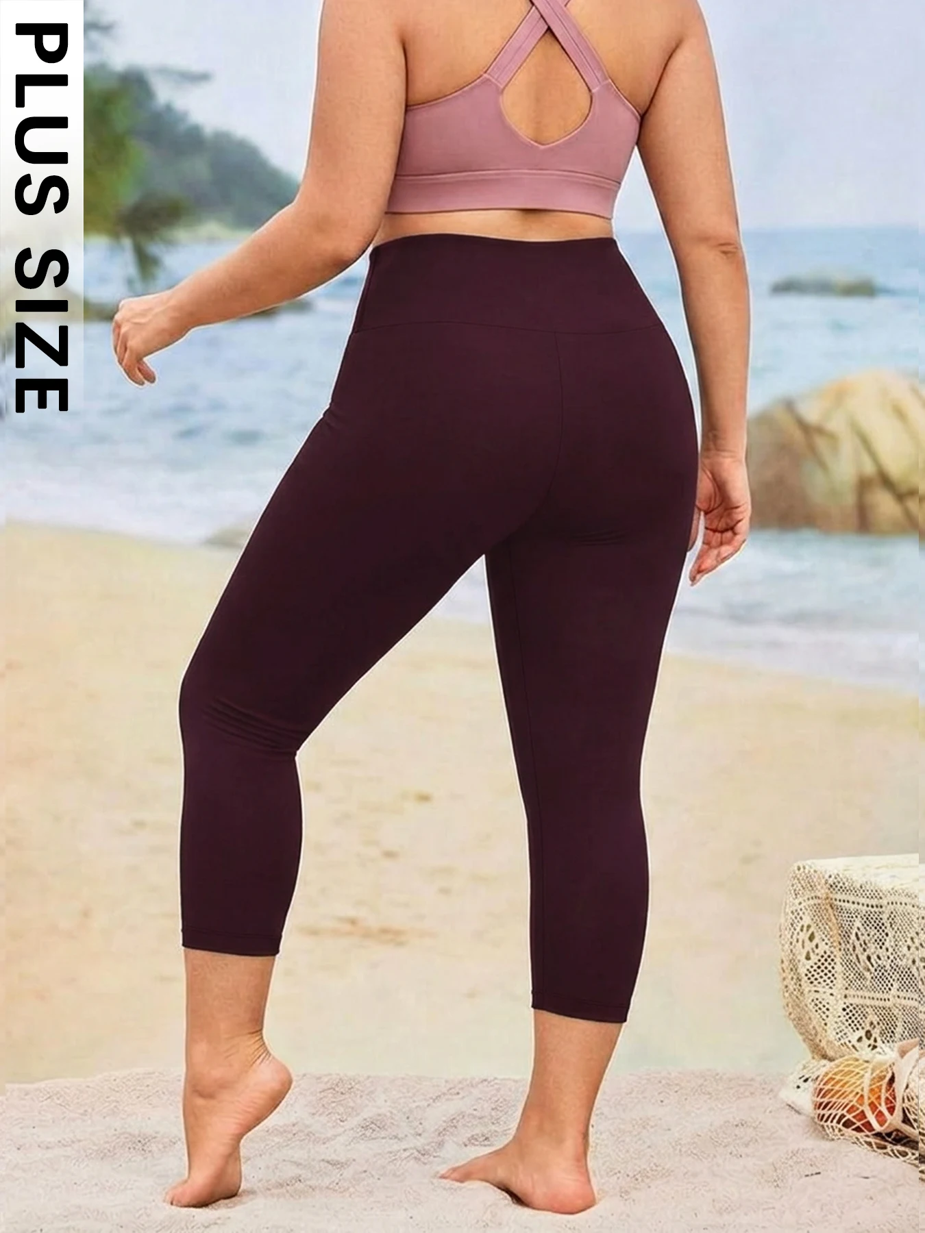 Plus Size Women's High Waisted Capri Pants Super Soft Tummy Control No See Through Workout Yoga Running Athletic Leggings