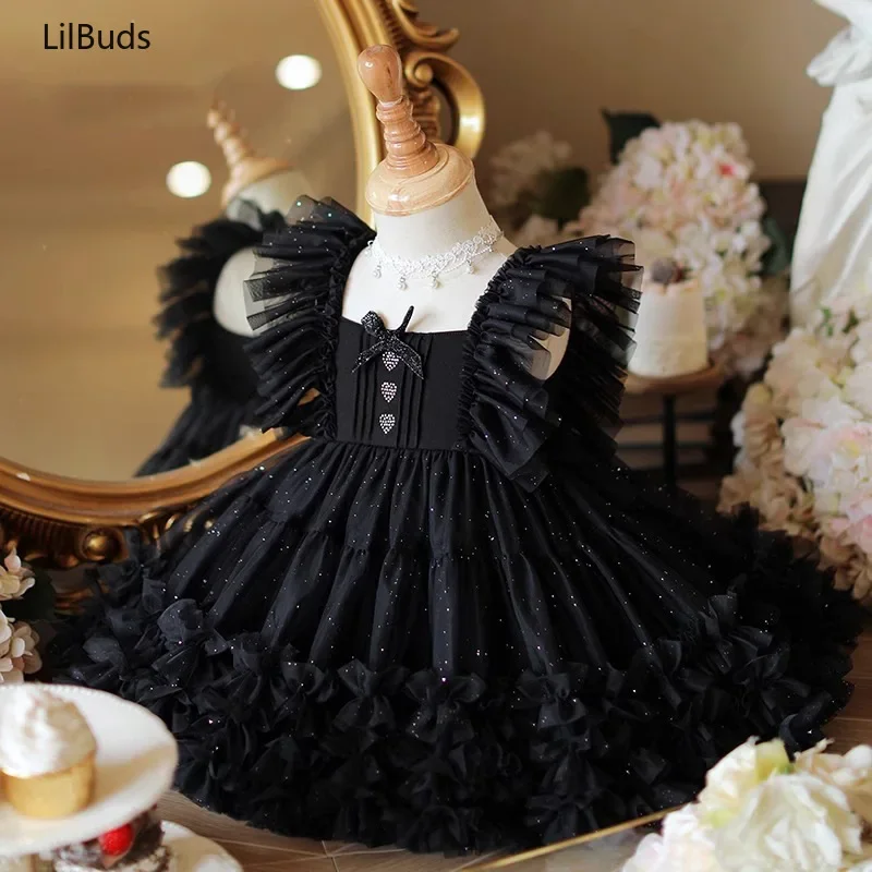 2024 Baby Kids Princess Elegant Clothes Puffy Yarn New Children's Infant Little Girl 1 Years Old Lolita Party Gown Dress Costume