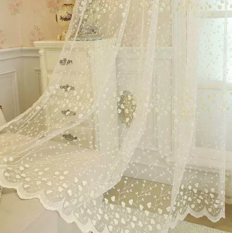 Simple and Sweet Style Clover Embroidered Pastoral Small Fresh Curtains Living Room Bedroom Balcony Blackout Curtains
