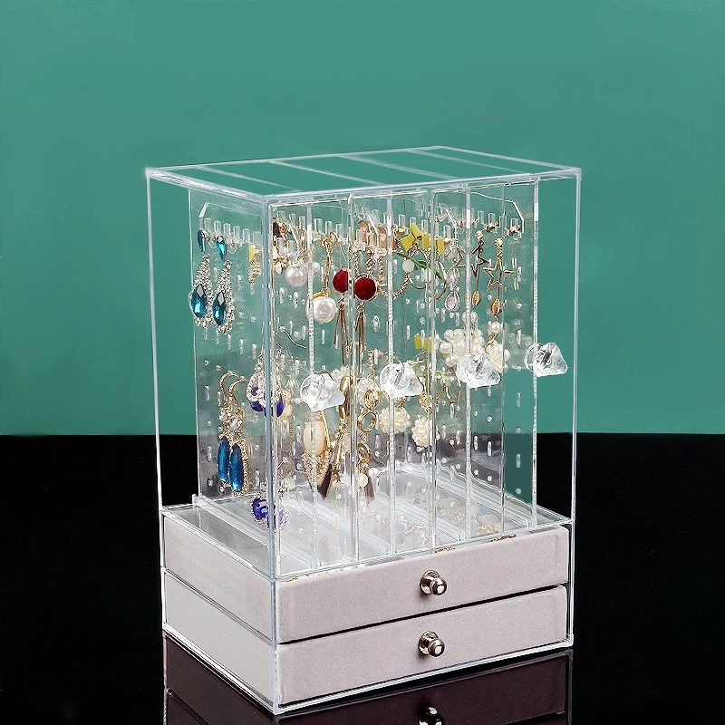 

Acrylic Jewelry Box Organizer with Drawer Rotating Large Jewelry Box Vertical Display Rack Holiday Gifts Packaging Supplies