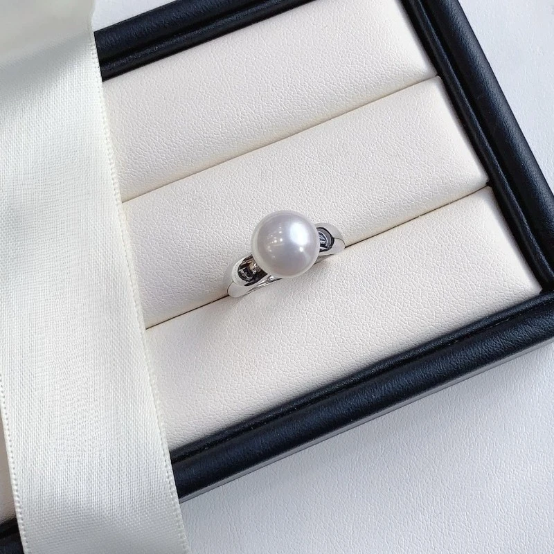 Natural 10-11mm Pearl Ring DIY Empty Holder Simple, Atmospheric, Low-key, Elegant and Glossy Version
