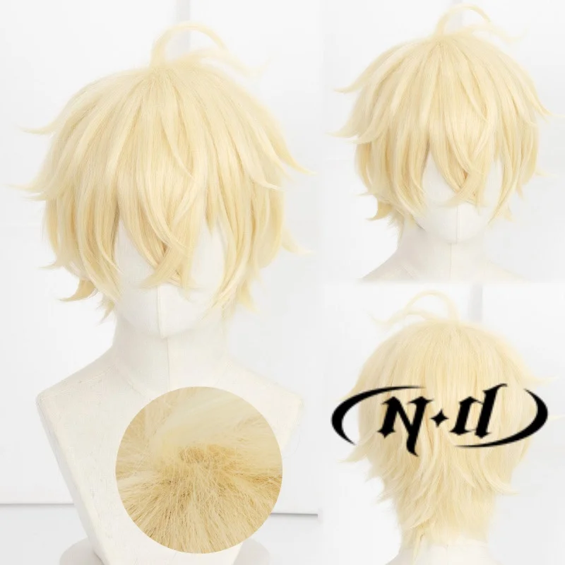 ND Mikaela Hyakuya Cosplay Wig Anime Seraph of the end Cosplay Wavy Blond Hair Wig for Halloween Part Heat Resistant Synthetic