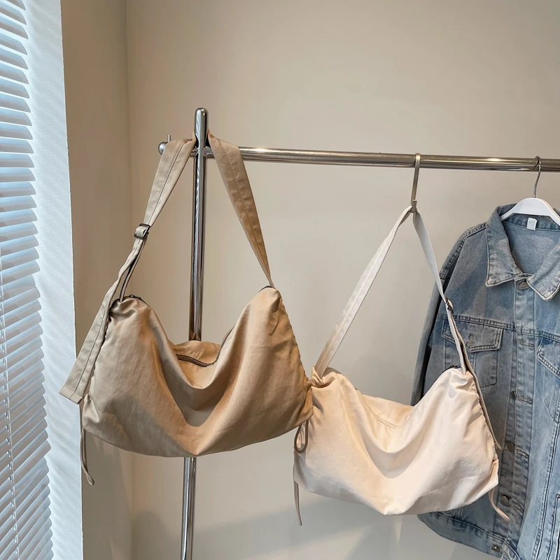 

Новинка 2023 года, сумка для кондитерских изделий, маленькая холщовая сумка со складками на шнурке, большая вместимость, легкая наклонная сумка через плечо на одно плечо...