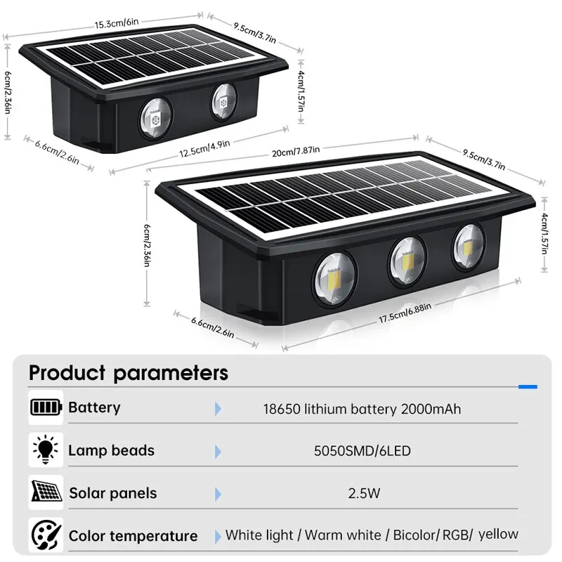 Decorative Solar Wall Lights Solar Garden Step Stair Lights IP65 Waterproof RGB White Warm White Colorful Outdoor Solar Light