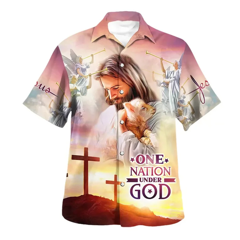 Camisas hawaianas de Jesús Love Me God PARA hombre y mujer, camisa Floral de verano, Tops de playa a la moda