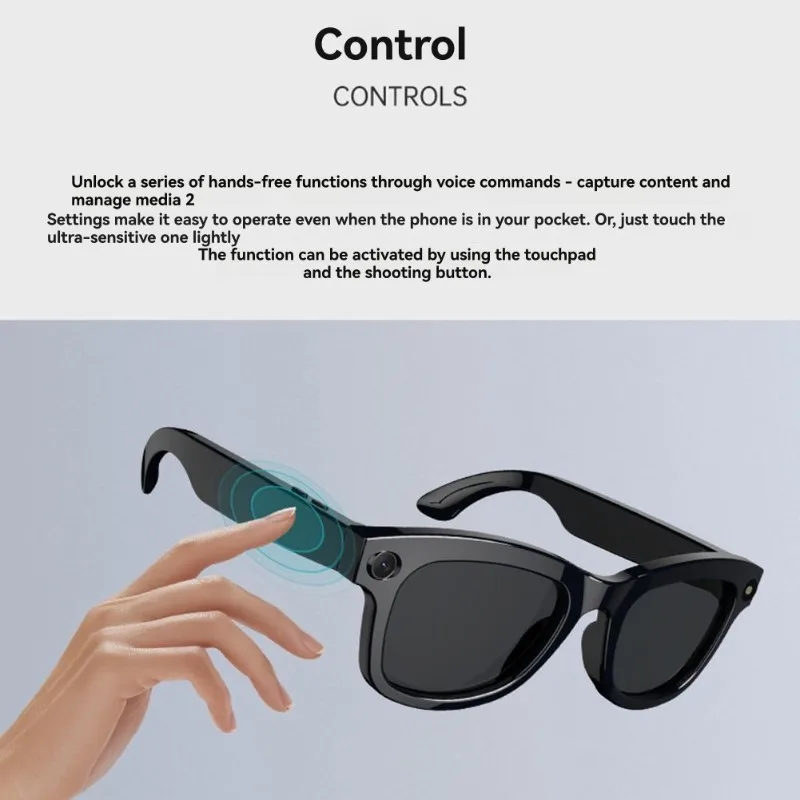 AI Glasses-Black& Transparent Design, Call Function, Video Recording, Translation Support, HD Anti-Shake Technology-ABIU