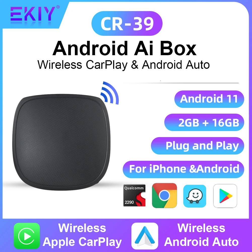 

EKIY QCM2290 Android 11 беспроводной Android Авто Ai Box беспроводной Apple CarPlay адаптер для Toyota Fiat Audi Porshe Benz Kia Ford VW