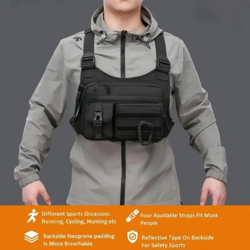 Outdoors Multifunctional Adjustable Chest Bag Running Vest Pack Anti-Theft for Men outdoor Hiking Camping Cycling Fishing