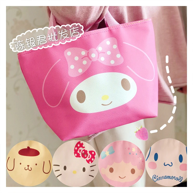 New Hello Kitty Cinnamoroll Sanrio Kawaii Anime Storage Hangbag Cute Cartoon My Melody Bento Lunch Box Lovely Gifts for Girls