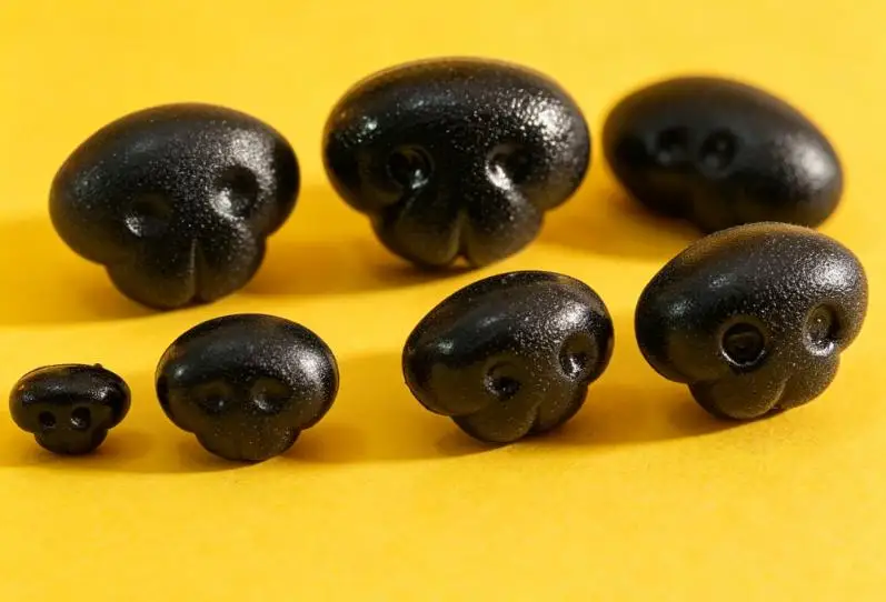 60 Stück schwarze Kunststoff-Sicherheitsnasen & harte Unterlegscheiben für Spielzeugtiere, Größen 7x10mm 8x11mm 12x15mm 14x18mm 15x20mm 17x22mm 18x24mm – Detail 2