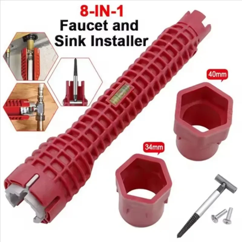 8 in 1 Faucet and Sink Installer Wrench Multifunctional Flume Spanner Water Heater Bathroom Plumbing Repair Hydraulic Tools