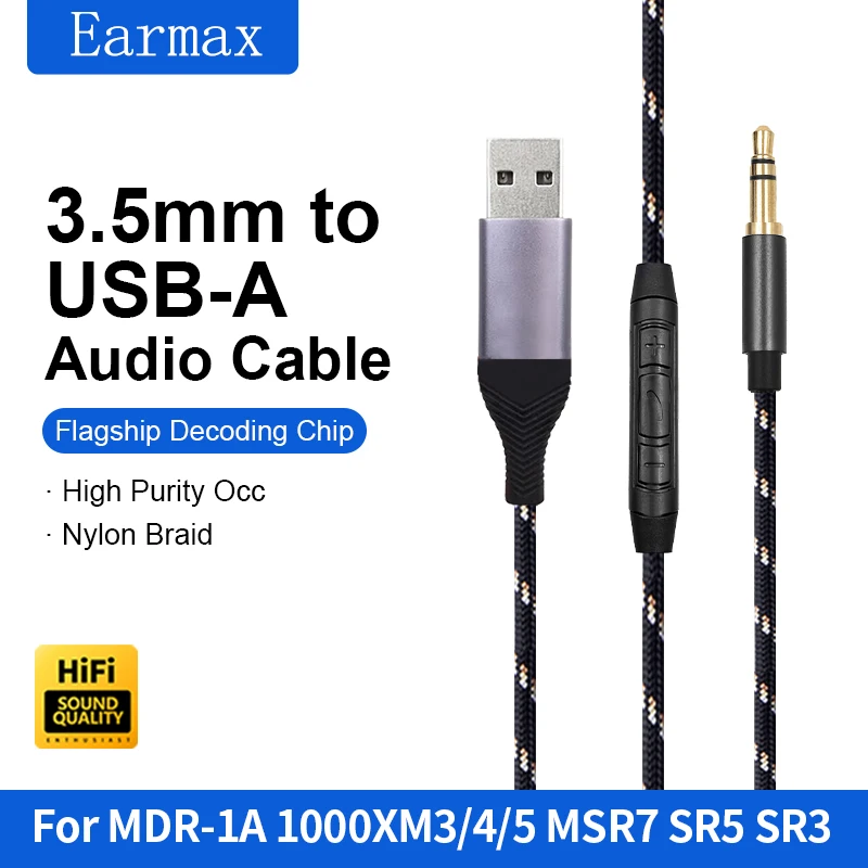 For SONY MDR-1a 1AM2 1000XM3 XM2 MSR7 SHP9500 9600 Replaceable USB-A TYPE-C Lightning to 3.5mm Desktop Computer Headphone Cable