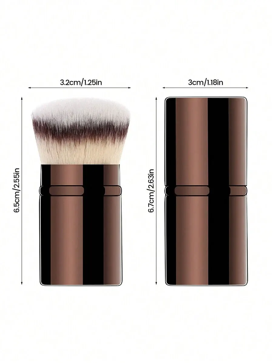 1 Stück professioneller einziehbarer Make-up-Pinsel für das Gesicht, Rougepinsel, Foundation-Pinsel, loser Puderpinsel, synthetisches Haar, ultraweiche Doundat – Detail 3