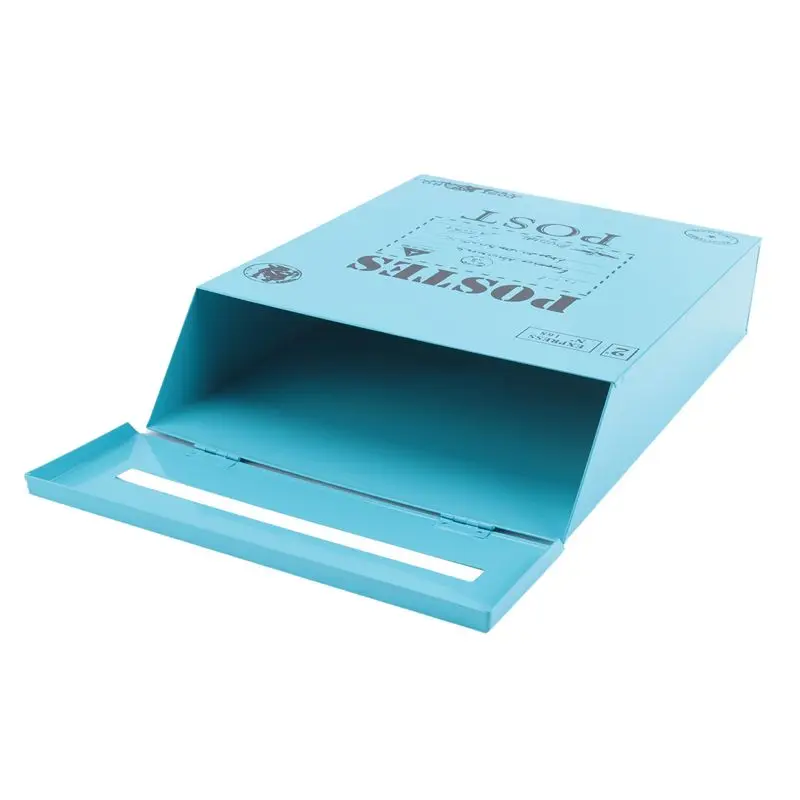 ABXF-Mailbox Vintage Wall Mount Mailbox Post Letter Box Antique Metal Mailbox Rust Resistant Mail Holder For Outside Blue