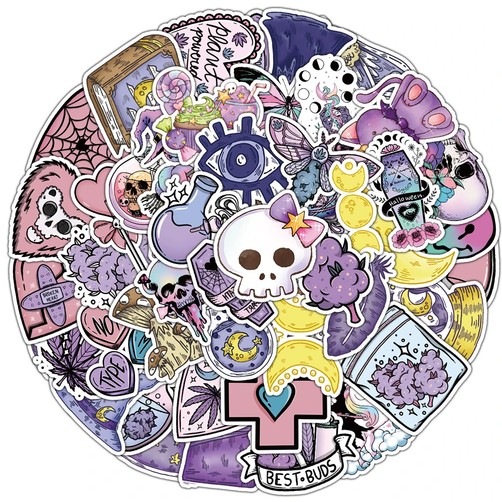 

10/30/50pcs Magic Crystal Retro Witch Stickers for Laptop Stationery Scrapbook Waterproof DIY Vintage Cool Cartoon Sticker Toys