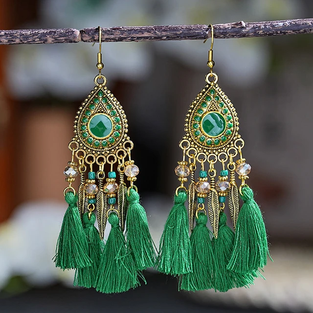 Classic Vintage Bohemian Tassel Earrings for Women Crystal Bead Drop Oil Water Drop Earrings Party Vacation Daily Jewelry Gift AliExpress
