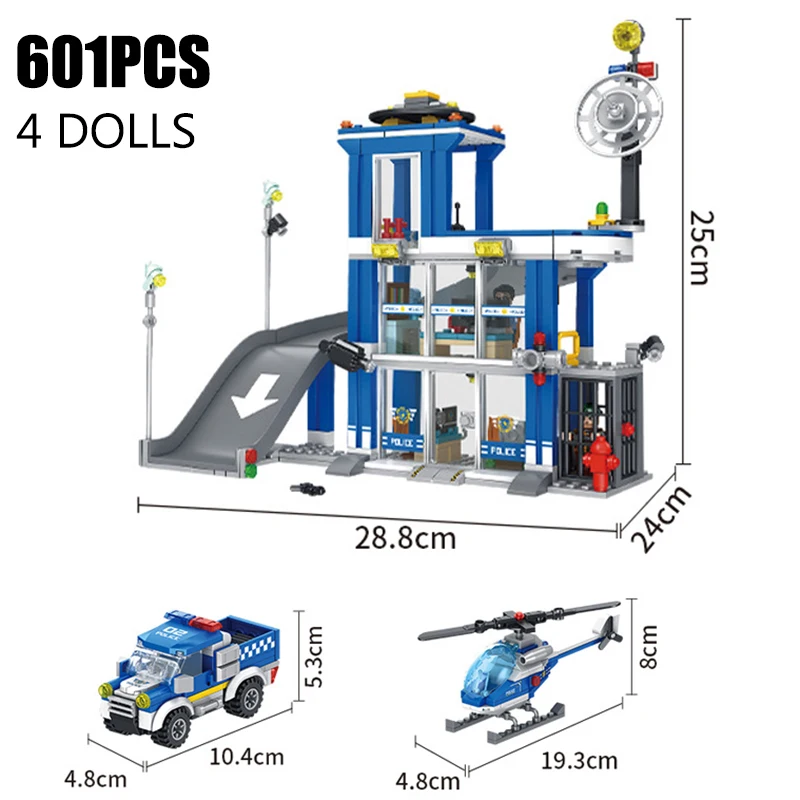 مجموعة مكعبات بناء محطة الشرطة SWAT - مركز إنفاذ القانون في المدينة الحديثة مجموعات العمارة المعيارية ألعاب الطوب هدية للأطفال MOC #6