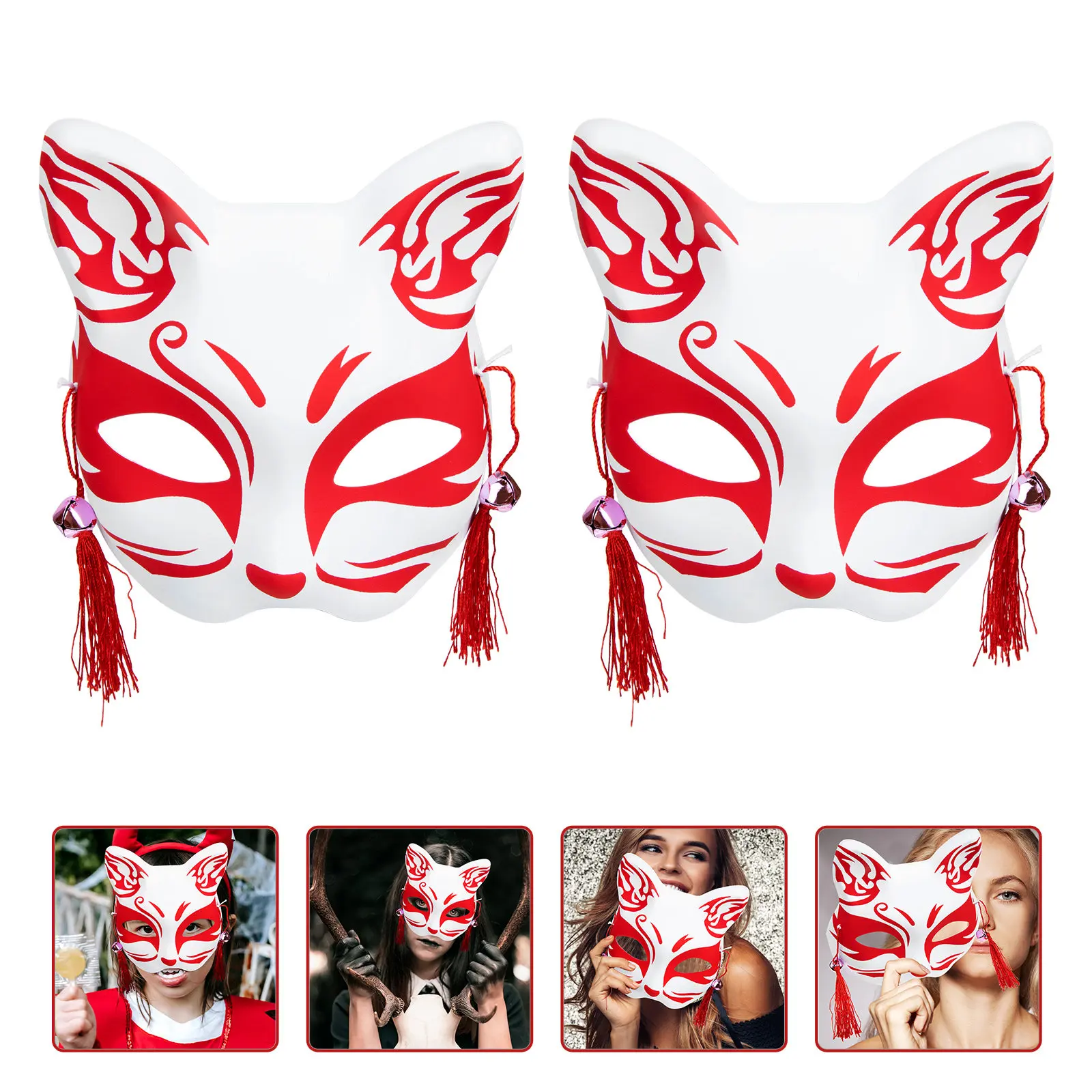 

2Pcs Foxes Mask Lightweight PVC Decorative Animal Mask Luxurious Masquerade Party Accessory Halloween Carnival Role Play