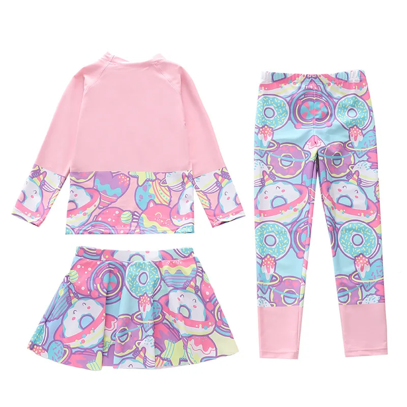 HappyFlute New  3 Pieces Set Split Sunscreen Girls Long Sleeves And Trousers Children Student Swimsuit